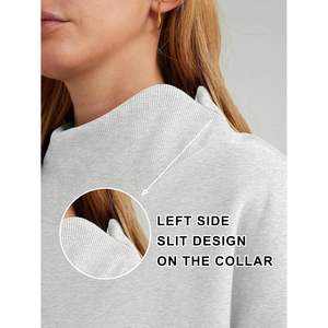 Trendy 2025 Fall Fashion Outfits Queen Womens Oversized Silk Sweatshirts XS Size <b>Turtleneck</b> Pullover <b>Long</b> <b>Sleeve</b> Hoodies <b>Tops</b> - Product Image 4