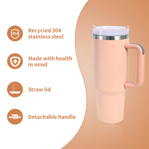 40oz Tumbler with Handle and <b>Straw</b> Lid Coffee Insulated Cup Reusable Stainless Steel Water <b>Bottle</b> Travel Mug Cupholder Friendly - Product Image 4