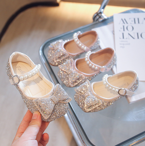 Chaussures en cuir pour bébé avec nœud, chaussures de fête pour enfants avec perles, chaussures habillées pour filles - Product Image 3