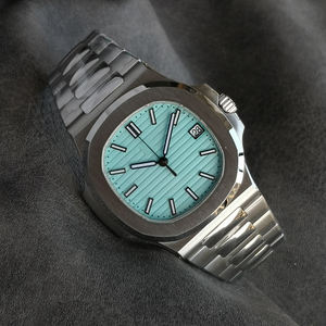 Montre mécanique automatique de luxe 3K Factory 40 mm pour homme, acier inoxydable, cadran bleu glace, verre saphir, fond transparent - Product Image 1