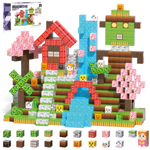 100 pièces de blocs de construction en <span class=keywords><strong>plastique</strong></span> magnétiques, cubes empilables, jeu de construction STEM, développement de l'intelligence, ensembles pour anniversaire - Product Image 1