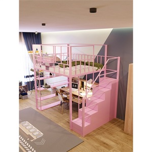Litera de Acero Kaisenli con Escritorio Superior y Estantería Lateral, Ideal para Hostales Juveniles, Hoteles Comerciales y Cápsulas de Dormir - Product Image 4