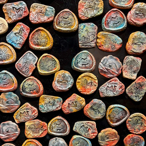 Imanes Redondos de Arcilla Hechos a Mano con Arte de Roca, Talismán de la Antigua Ruta de la Seda para Manifestación y Energía Positiva, Set Aleatorio de 3 - Product Image 6