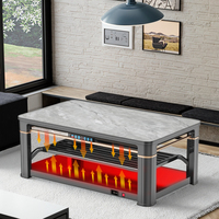 NUHU Table basse rectangulaire télécommandée, élément chauffant intelligent en graphène, chauffage rapide, torréfaction électrique