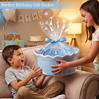 Panier de rangement en corde de coton tressée avec poignées, panier cadeau avec nœud pour anniversaire, baby shower, jouets, chambre d'enfant, organisateur de maison
