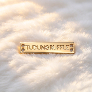 Luxury Gold Plated Metal Clothes Label, Custom Brand <b>Letter</b> Sew On Metal Logo Tag Double Holes for Swim Suit - Product Image 2