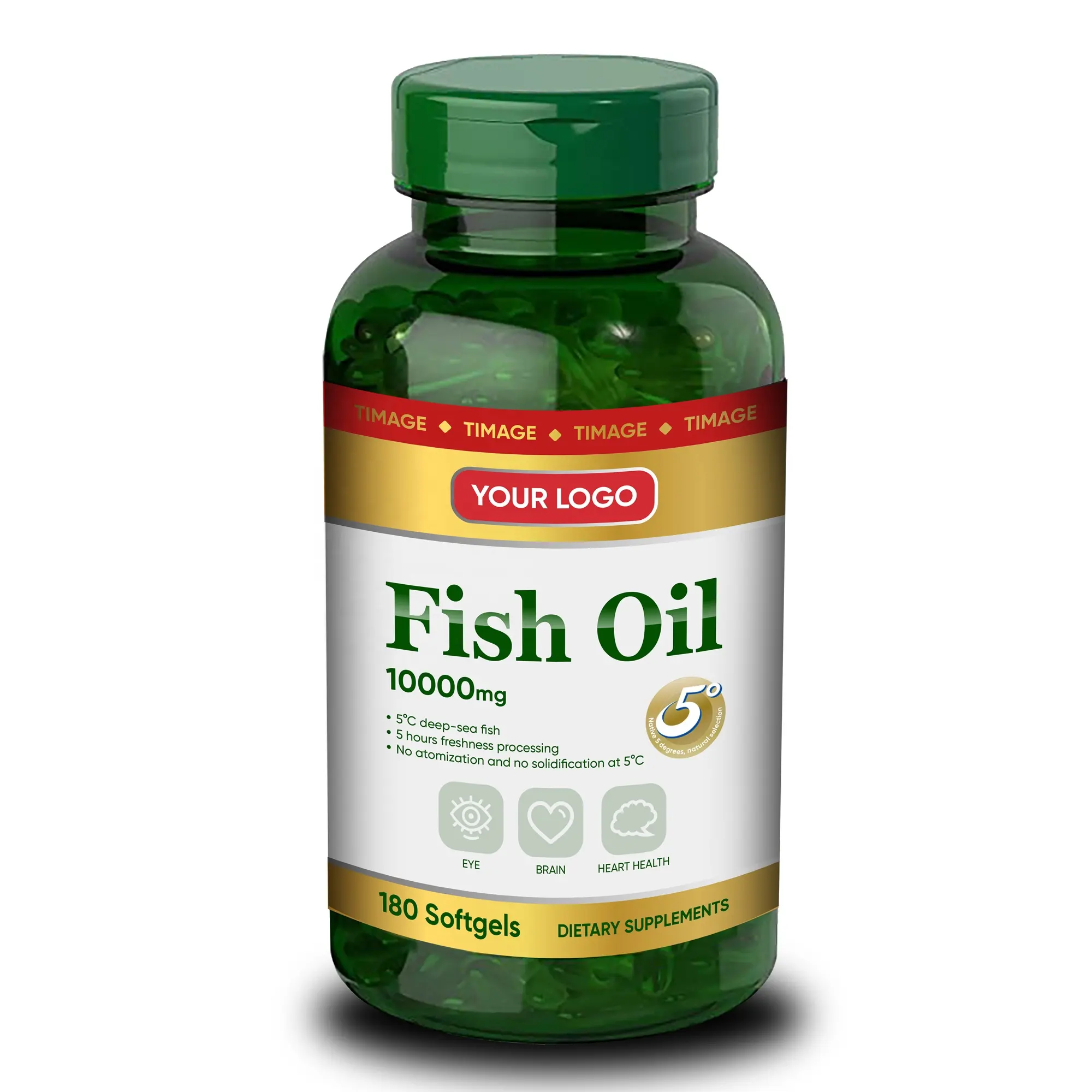 Cápsulas de aceite de pescado de etiqueta privada Vegano DHA EPA Cápsulas de gelatina blanda de aceite de pescado de mar profundo Suplemento cerebral