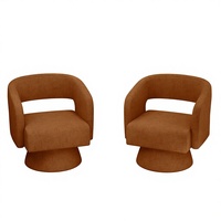 Ensemble de 2 fauteuils pivotants modernes et confortables en chenille, fauteuils surdimensionnés en PU pour salon, chambre à coucher, salle de lecture
