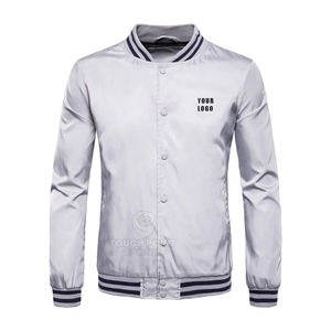 Varsity แจ็กเก็ตเบสบอลแขนยาว,เสื้อแจ็กเก็ตปักโลโก้ทำจากผ้ากำมะหยี่ออกแบบได้ตามต้องการ - Product Image 1