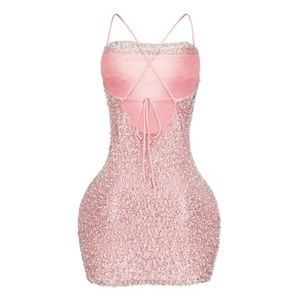 Robe courte à sequins de style français pour femmes 2025, robe de soirée à bretelles spaghetti pour femmes - Product Image 5