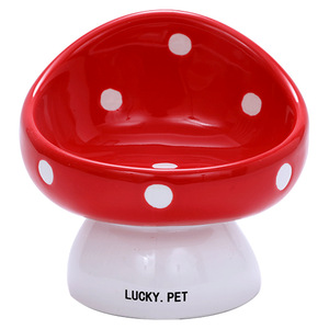 ชามเซรามิครูปเห็ดสำหรับแมวและสุนัข ยี่ห้อ Lucky Pet แบบยกสูง ลายจุด - Product Image 5