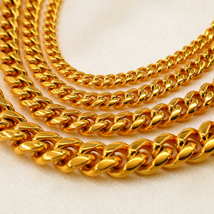 قلادة من الفولاذ المقاوم للصدأ الأساسية الأكثر مبيعًا ، قلادة كلاسيكية من الذهب الأسود بلون معدني صلب ، سلسلة ربط كوبية للرجال - Product Image 4