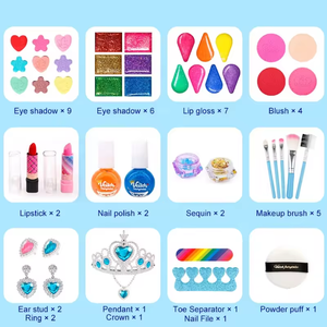 Boîte cadeau bleue de luxe pour bébé jouets de <span class=keywords><strong>maquillage</strong></span> pour enfants pour filles âgées de 9 à <span class=keywords><strong>12</strong></span> <span class=keywords><strong>ans</strong></span> cosmétiques pour enfants de 9 à <span class=keywords><strong>12</strong></span> <span class=keywords><strong>ans</strong></span> - Product Image 4