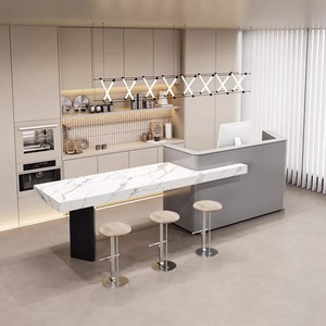 Bancone Reception per Hotel, Aziende, Club, Uffici, Negozi di Abbigliamento, Saloni di Bellezza, Bar, Cassa, Bancone per Verniciatura Personalizzato - Product Image 1