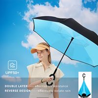 Parapluie inversé classique grand format à double couche ventilée, coupe-vent et imperméable en pongé, avec poignée en C pour le golf