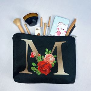 Bolsa de maquillaje personalizada con estampado de letras y flores, bolsa de cosméticos para niñas, regalos para mamá y hermana - Product Image 1