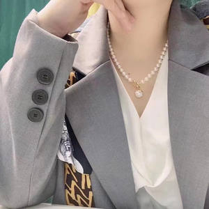 Women's Double Natural Freshwater Pearl <b>Necklace</b> New Light Luxury Versatile Collarbone Chain Ins Design <b>Fine</b> Pendant <b>Necklaces</b> - Product Image 4