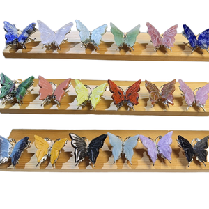 Adorno de Mariposa de Cuarzo Fresa con Cuerpo de Plata, Tallado a Mano con Piedras Mixtas, Cristal Energético, Arte Popular, Tendencia de Moda para el Año Nuevo Chino - Product Image 1
