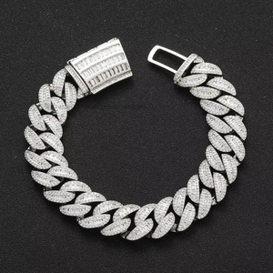 Hip Hop Bracelet 15mm Mixed Set T Square Zircon <b>Cuban</b> <b>Chain</b> Men's Bracelet Tanjing Fashion Lijing Necklace - Product Image 3