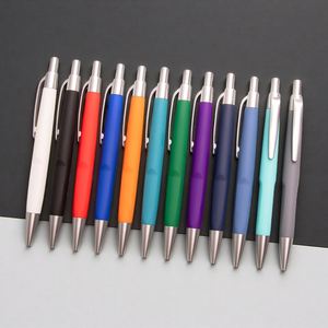 Wholesale Press Aluminum Ballpoint Pen Soft Touch Click <b>Plastic</b> Pen 1.0mm Medium Aluminum <b>Rod</b> Ballpoint Pen With Black Ink - Product Image 2