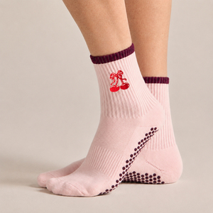 Wholesale <b>Custom</b> LOGO Women's Light Blue Ankle <b>Socks</b> With Anti-Slip Sole And Bow Detail For Yoga And Daily Wear - Product Image 4