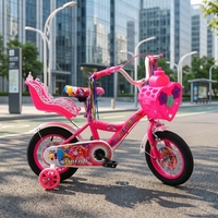 Vélo pour filles princesses, panier en forme de cœur et siège arrière mignons, vélo pour enfants à motifs de dessins animés pour petite fille