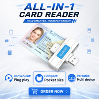 Lecteur de cartes à puce intelligent USB 2.0 CCID ultra-mini pliable, scanner léger de cartes d'identité et de cartes de crédit pour MacBook, ordinateur portable, usage en voyage d'affaires