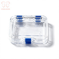 Boîte de rangement carrée transparente suspendue anti-oxydation argentée 100x75x30mm pour bijoux, montres, jouets culturels, puces optiques