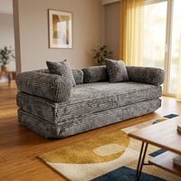 Canapé-lit pliable moderne en tissu mousse haute densité avec design carré rotatif pour appartement, centre commercial et hôtel