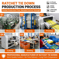 Sangle à cliquet en polyester haute ténacité de 1 pouce, directement de l'usine, avec poignée recouverte de caoutchouc, résistance à la rupture de 1200 kg, couleur et logo personnalisés