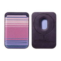 Étui pour téléphone portable Apple compatible avec MagSafe, porte-cartes magnétique à coutures rayées, Kevlar, porte-cartes magnétique puissant