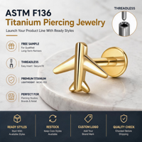 Aopo Grand ASTM F136 Titane 16G Micro CZ Feuille à dos plat Labret Lèvre Tragus Cartilage Hélix Stud Monroe Piercing Bijou de corps