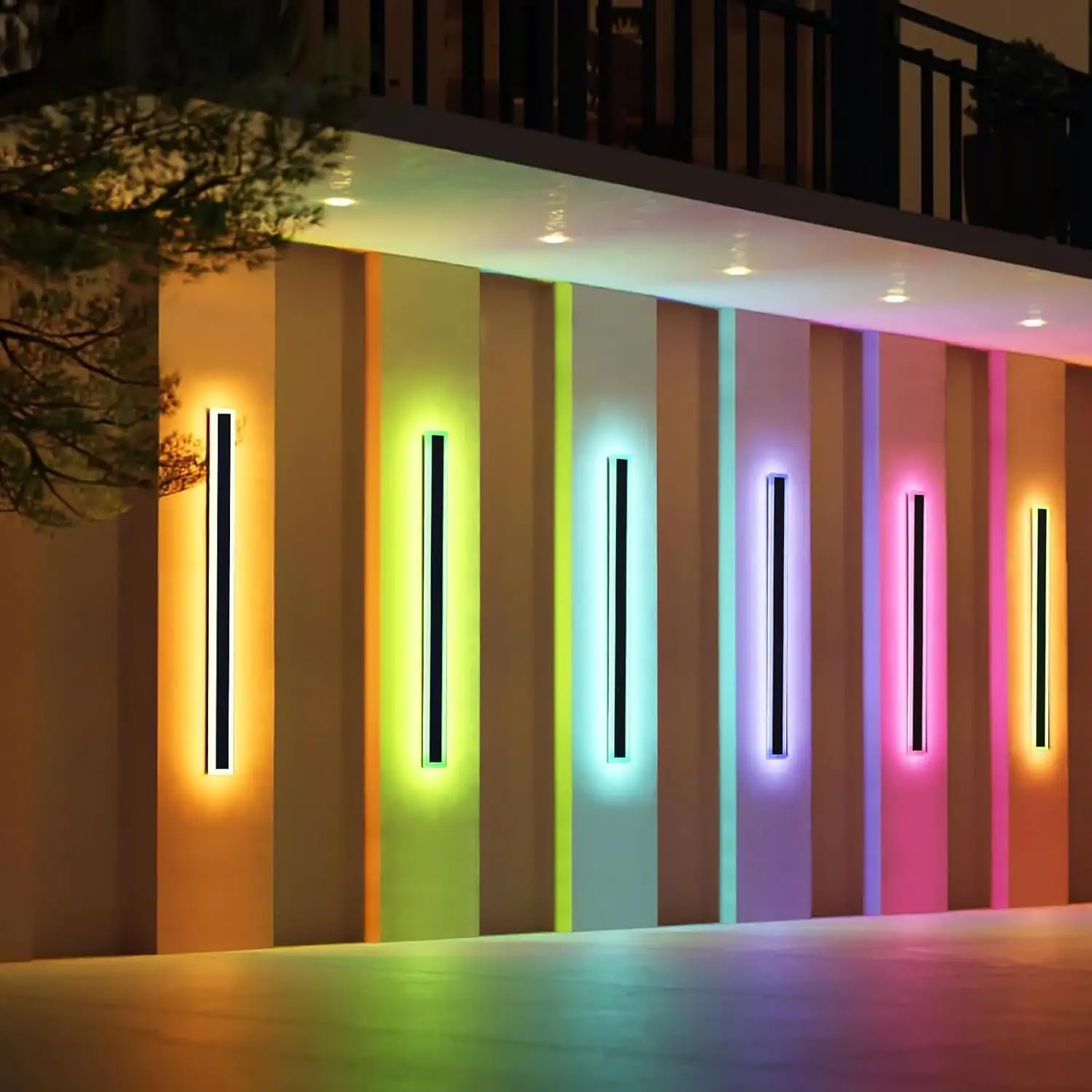 Moderne Buitentuin Luxe Multicolor Lineaire Wandlamp Schans Buiten Led Armatuur Rgb Wandlampen Voor Huisdecoratie