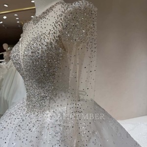 <span class=keywords><strong>Abito</strong></span> <span class=keywords><strong>da</strong></span> sposa Jancember DW0207 Bling con collo alto, maniche lunghe e paillettes, modello ball gown. - Product Image 4
