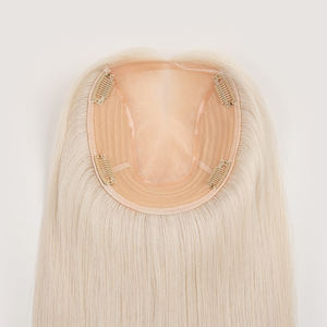 Topper rubio con clip para mujer, base de seda 6*7, mono lace, para cabello humano virgen europeo ruso. - Product Image 3