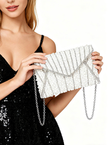 Bolso de Mano de Lujo Marca Bell con Perlas y Diamantes de Imitación Blancos para Bodas, Tipo Sobre, Alta Calidad, Joyería para Mujer, Diseño 5A - Product Image 3