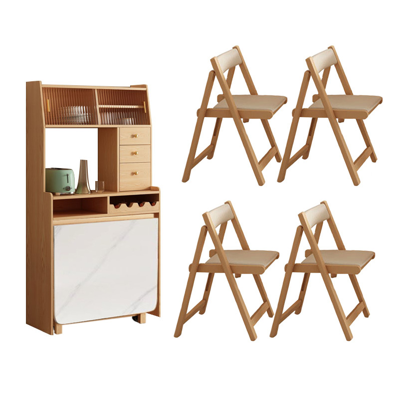1 table, 4 chairs (rock slab)+ tall cabinet