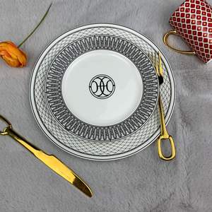 Ensemble de vaisselle en céramique écologique, vaisselle de luxe moderne pour cadeaux, assiette double pour cuisine occidentale, repas de steak - Product Image 5