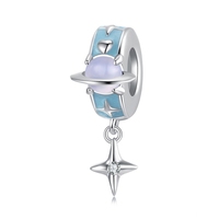 Nouveauté - Charme en argent sterling 925 massif en forme de planète bleue, compatible avec les bracelets originaux, accessoires de bijoux DIY, perles, cadeau pour femmes