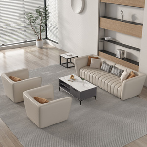 Divano Nordico di Lusso in Pelle PU Napasi con Spugna, per Piccoli Appartamenti, Soggiorno Moderno e Semplice, Doppio, Diritto, di Tendenza - Product Image 3