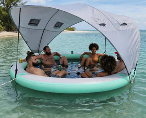 Piscine gonflable flottante avec auvent et fond en maille, hamac aquatique pour lac, rivière, océan - Product Image 3