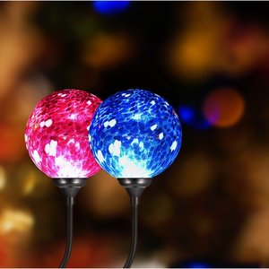 Solar Garden Lights Crackled Glass <b>Ball</b> <b>LED</b> Outdoor Solar Powered Water Resistant Free Standing 2 Pack - Product Image 2