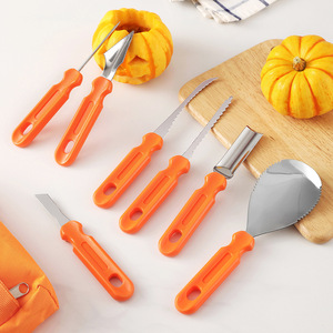Juego de herramientas para tallar calabazas de Halloween, 7 piezas, cuchillos de acero inoxidable, kit de manualidades reutilizable para decoración de adultos - Product Image 3
