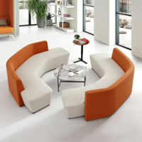 Canapé Chesterfield moderne à une place, courbé en serpentine, avec structure en acier inoxydable, design réglable, revêtement en tissu pour bureau et salon