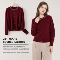 Damen Winter Klassischer Rundhals-Strickcardigan mit Knöpfen 2026 Trend Helan Mountain Ningxia Stoll Geringe Mindestbestellmenge