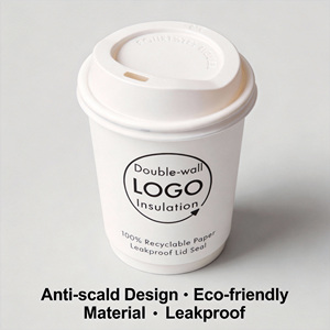 Personalizzabile doppia parete usa e getta tazza di caffè di carta <span class=keywords><strong>con</strong></span> coperchio eco-friendly e senza terra colori personalizzati per il campeggio - Product Image 1