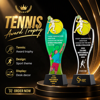 Trophée personnalisé en cristal pour compétitions sportives de tennis, volleyball, cyclisme, natation, en métal doré