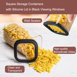 Frasco Cuadrado de Vidrio de Borosilicato Hermético y Apilable con Tapa de Vidrio Transparente para Almacenar Especias, Dulces y Mucho Más - Product Image 4