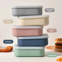 Boîte à lunch en silicone à 3 compartiments, boîte bento étanche, récipient de stockage alimentaire, récipient portable pour la préparation des repas