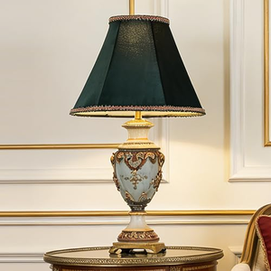 Abat-jour en tissu vert olive avec bords cousus rayés, lumière à piles pour la décoration de mariage et de fête - Product Image 2